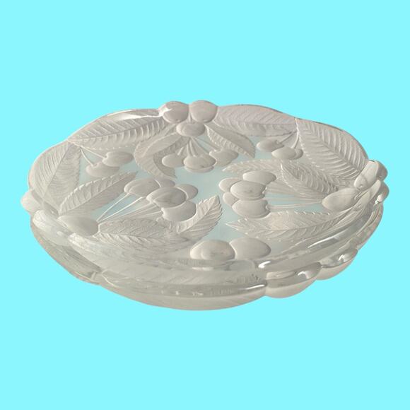 2 Mikasa Bountiful Raised Cherries Frosted Glass Individual Salad Plates 8” - Picture 3 of 8